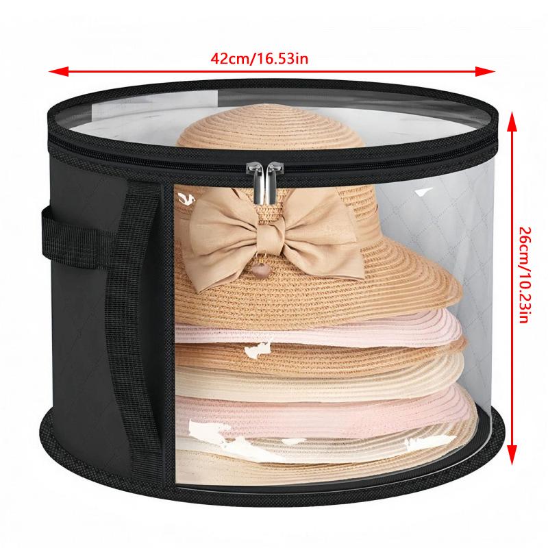 1Pc Clear Portable Collapsible Hat Storage Organizer With Zipper, Large Front Window Design, Fabric Material, Hand Washable