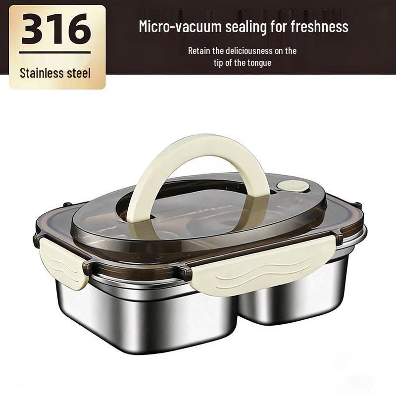 

ZISIZ 316 Stainless Steel Dual-Compartment Lunch Box
