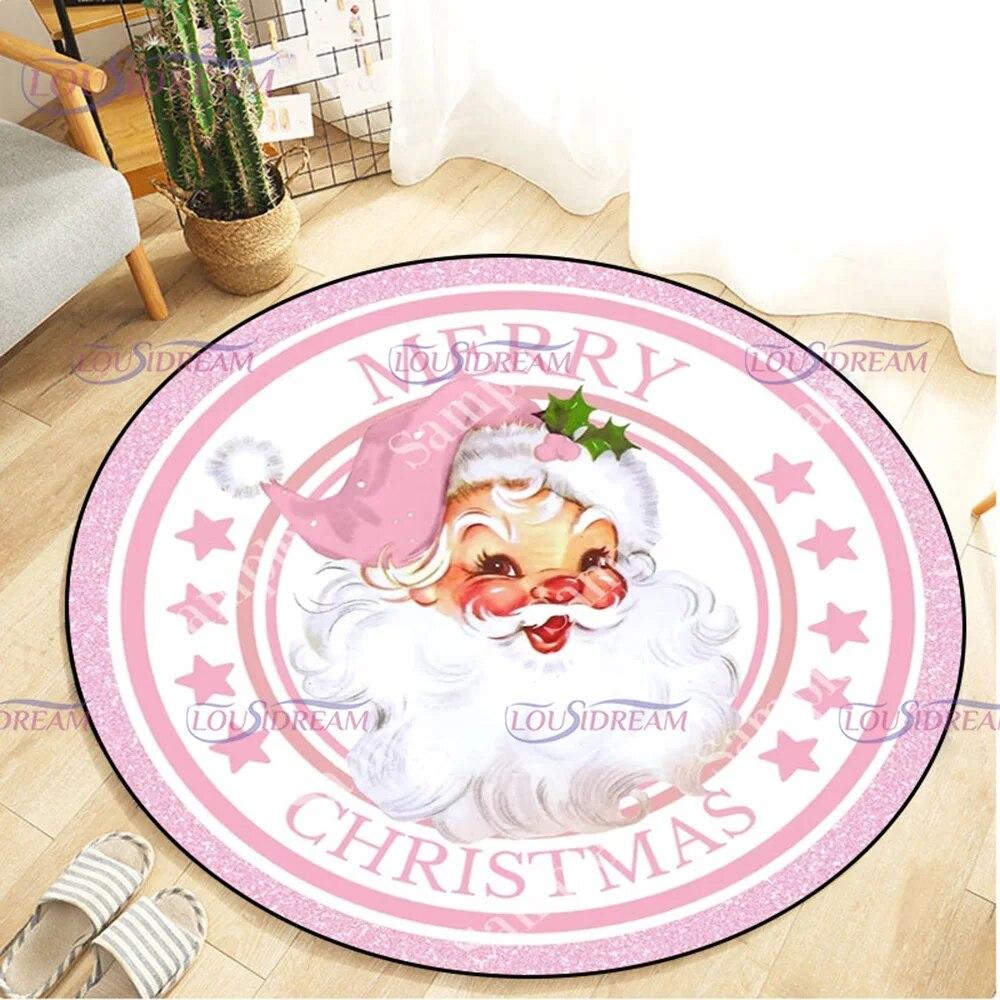 Christmas Snowman Round Carpet Floor Mat Living Room Carpet Kitchen Mat Santa Claus Carpet Picnic Mat Children's Room Decor