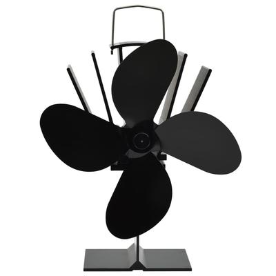 Heat Operated Stove Fan 4 Blades Black