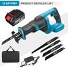4000RPM Cordless Electric Reciprocating Saw Variable Speed Metal Wood Cutting Saw 4Pcs Saw Blades for 18V Battery