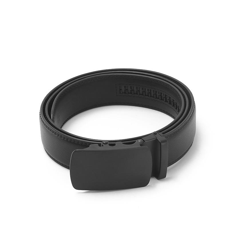 Swimming Black Automatic Buckle Open Side Two Layer Cowhide Belt Business Casual Men's Trendy Belt