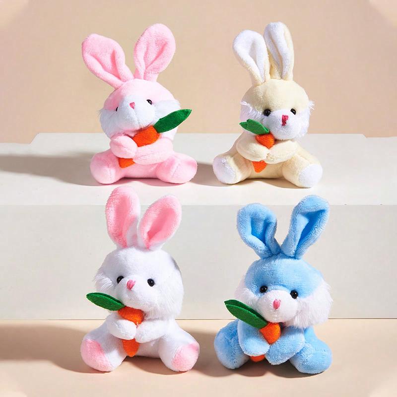 

1 мультяшный плюшевый кролик из пасхальной серии с редисом для взаимодействия и игры с питомцем белый