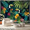 Tropical Parrot Tapestry, Jungle Plant Wall Hanging Vibrant Landscape Wall Decor for Living Room Bedroom