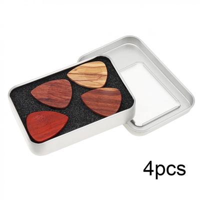 4Pcs Wood Material Guitar Picks Plectrum String Instrument Accessories for Acoustic Bass Electric Guitars Ukulele