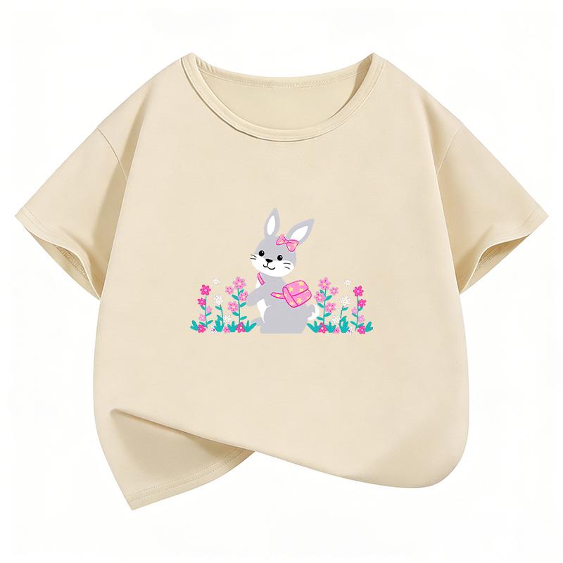 2026 Kawaii Rabbit Design T Shirts Animal Kids Childrens Tshirt Boys Girls Summer Spring Casual Top Tee
