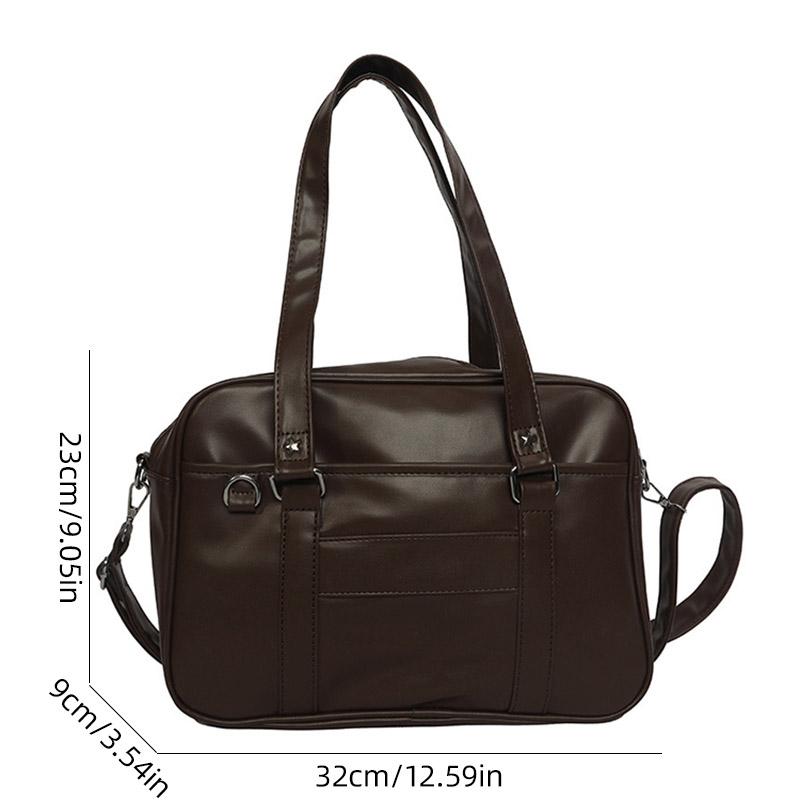 SCIONE Japansk College Vind JK Uniform Veske PU Vanntett Håndveske Stor kapasitet Crossbody Veske Studentklasse Pendlerveske Ensfarget Skulderveske