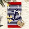 1 buc Prosop de Plajă Nautic Supradimensionat, Imprimeu cu Frânghie și Ancora, Prosop de Piscină de Plajă Absorbant cu Uscare Rapidă