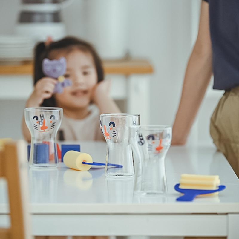 350ml Cartoon Animal Transparent Glass Cup Pudding Ice Cream Yogurt Milk Coffee Cup Juice Dessert Drinking Goblet Water Bottle