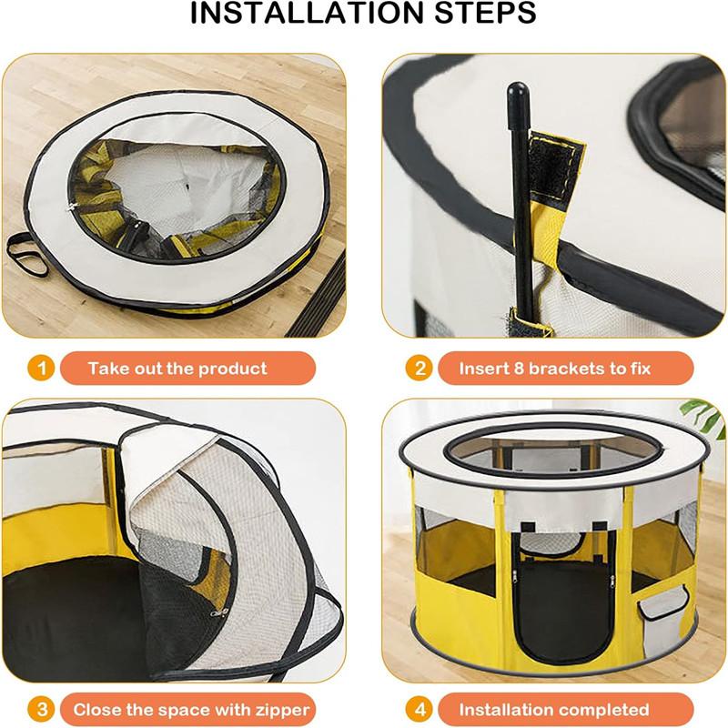 Foldable Pet Pen Dog Crate Portable Playpen for Dog Puppy Cats Top Removable Zipper Mesh Dog Cat Tent Kennel with Carrying Bag