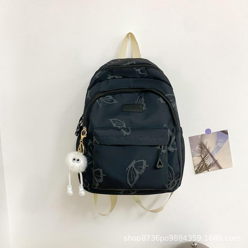 Schoolbag Japanese Ins Wind Butterfly Backpack Female, Junior High School Girls Student Schoolbag Large Capacity Travel Light Backpack