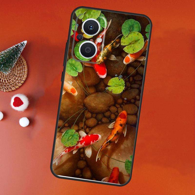 Koi Carp Fish Painting For OPPO Reno 8T 4Z 5Z 4 5 6 7 8 Lite 10 Pro OPPO Find X2 Lite X3 Neo X6 X5 Pro Phone Case
