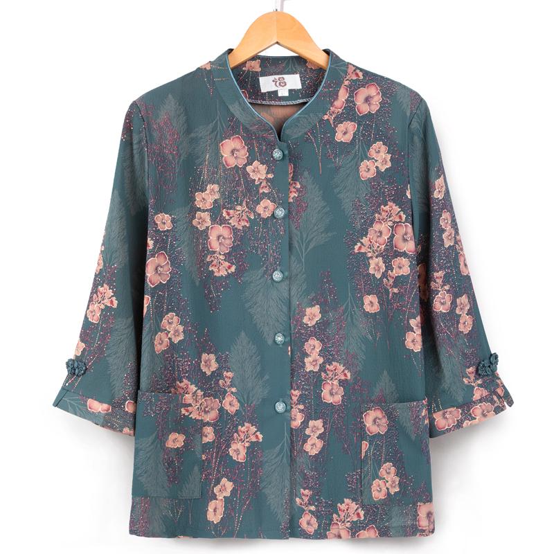 

Grandma s Lightweight Three-Quarter Sleeve Shirt for Spring & Autumn - Perfect for Middle-Aged and Elderly Women 2XL (105-120 jin)