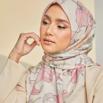110*110cm Printed Viscose Scarf Malaysia Floral Square Hijabs Laser Edge Maldives Scarves Premium Muslim Woman Hijabs