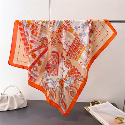 Écharpe Carrée en Soie Artificielle Style Graffiti Impression Écharpe Carrée Châle Haut de Gamme Polyvalent Cou Petit Carré Écharpe Foulard Écharpe