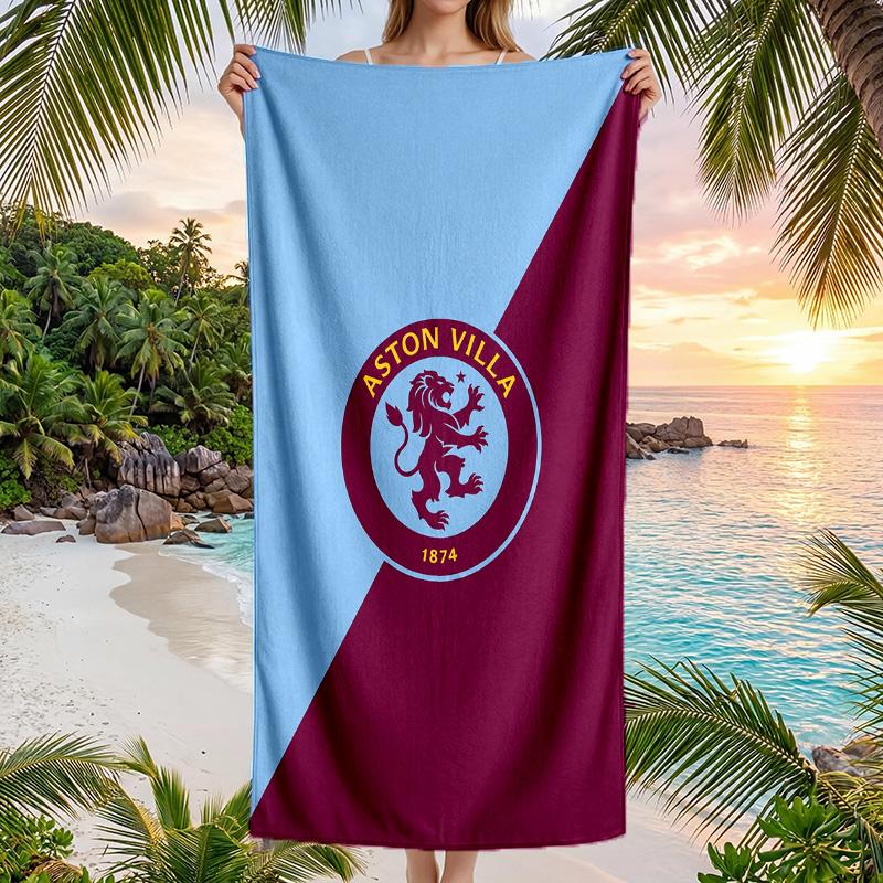 Aston Villa Fotbalový Plážový Ručník Měkký Mikrovláknový Letní Ručník Rychleschnoucí Absorpční Ručník na Pláž, Bazén, Cestování