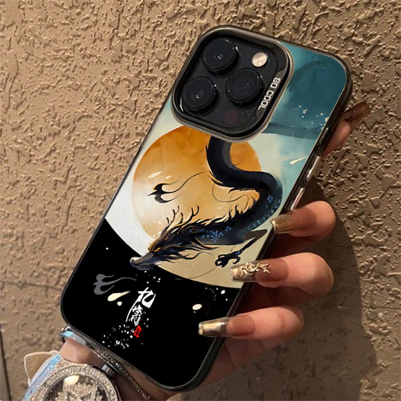 Chinese Flying Dragon Lucky Phone Cover for  Mi 14 13 12 11 Lite 5G NE 12T 13T Poco X5 F5 X6 M6 Pro 4G Plating Matte Cover