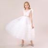Children's Puffy Tulle V-Neck Princess Dress with Bow Skirt