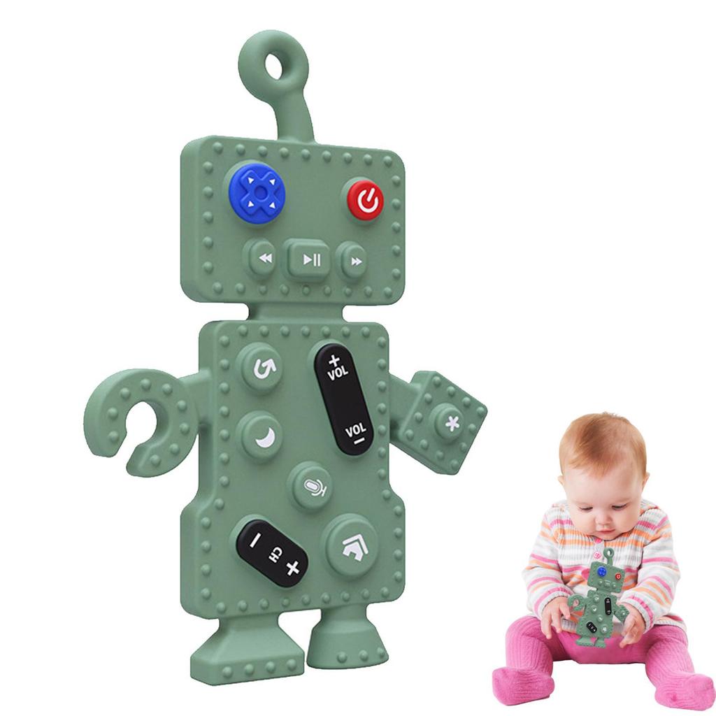 1pcs Baby Silicone Teething Toys, Robot Shape Teether Chew Toys By Key for Baby Learning Colors Sensory Educational Toys