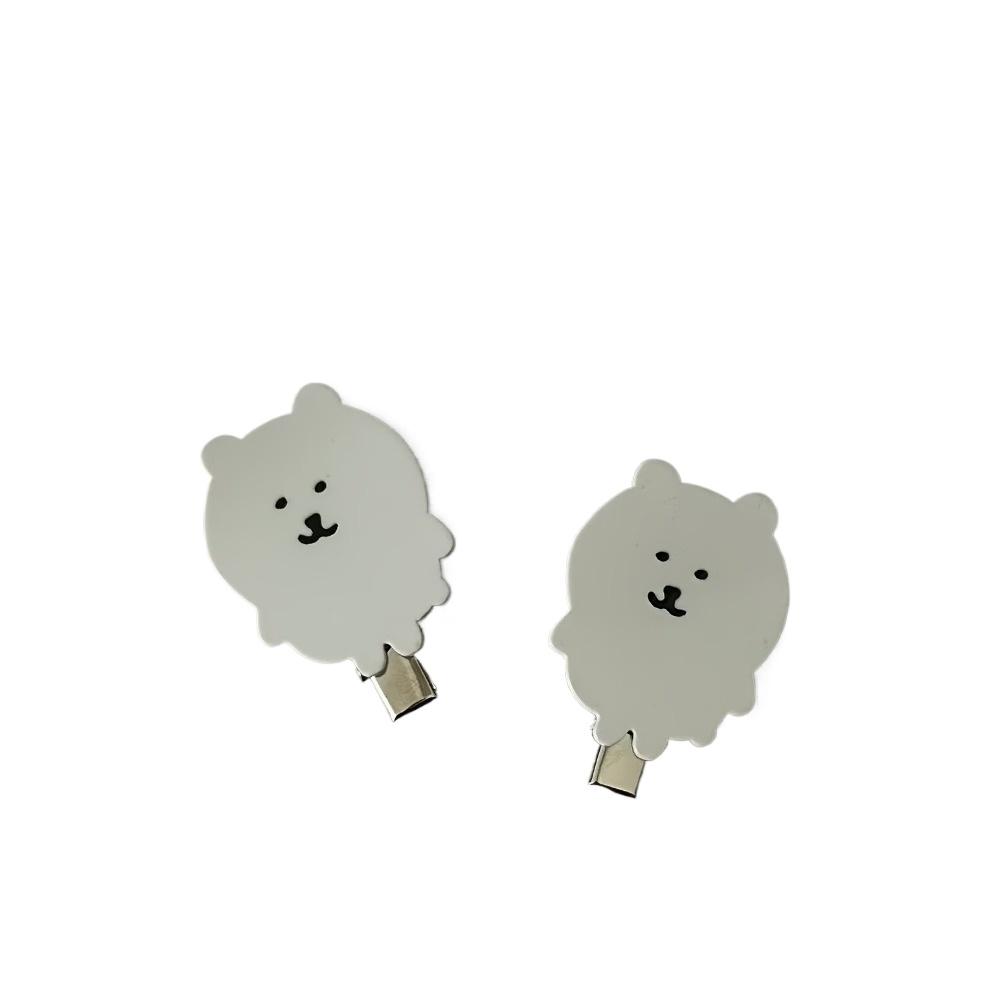 

Acrylic Bear Hair Clips 2pcs Cute White Sweet Side Clips for Women Autumn Winter Fashion Accessories білий