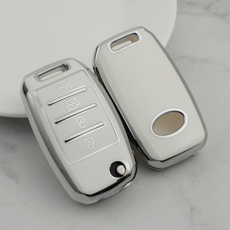 2 3 4 Bottons Silver Tpu Auto Key Fob Cover Case Fit For Kia K2 K3 K5 Carens Cerato Forte Rio Kia Flip Key Fob Housing Key Ring Auto Accessories
