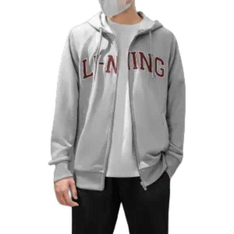 Li-Ning Campus Series Casual Hooded Letter Print Sweatshirt Unisex Sweatshirt Black YWDU561-1