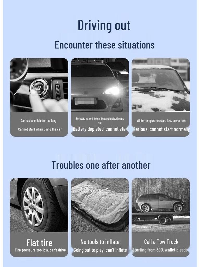 All-in-One 12V Car Battery Jump Starter & Inflator Power Bank