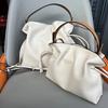 Soft Cowhide Drawstring Bucket Bag Medium Large Small Crossbody Shoulder Handbag Women