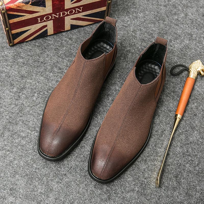 

Качество Модного Бренда Деловой Повседневный Кожаные Ботильоны Осень Новые Мужские Классический Ретро Стиль Лаконичные На Толстой Подошве Элегантные Челси 44 коричневый
