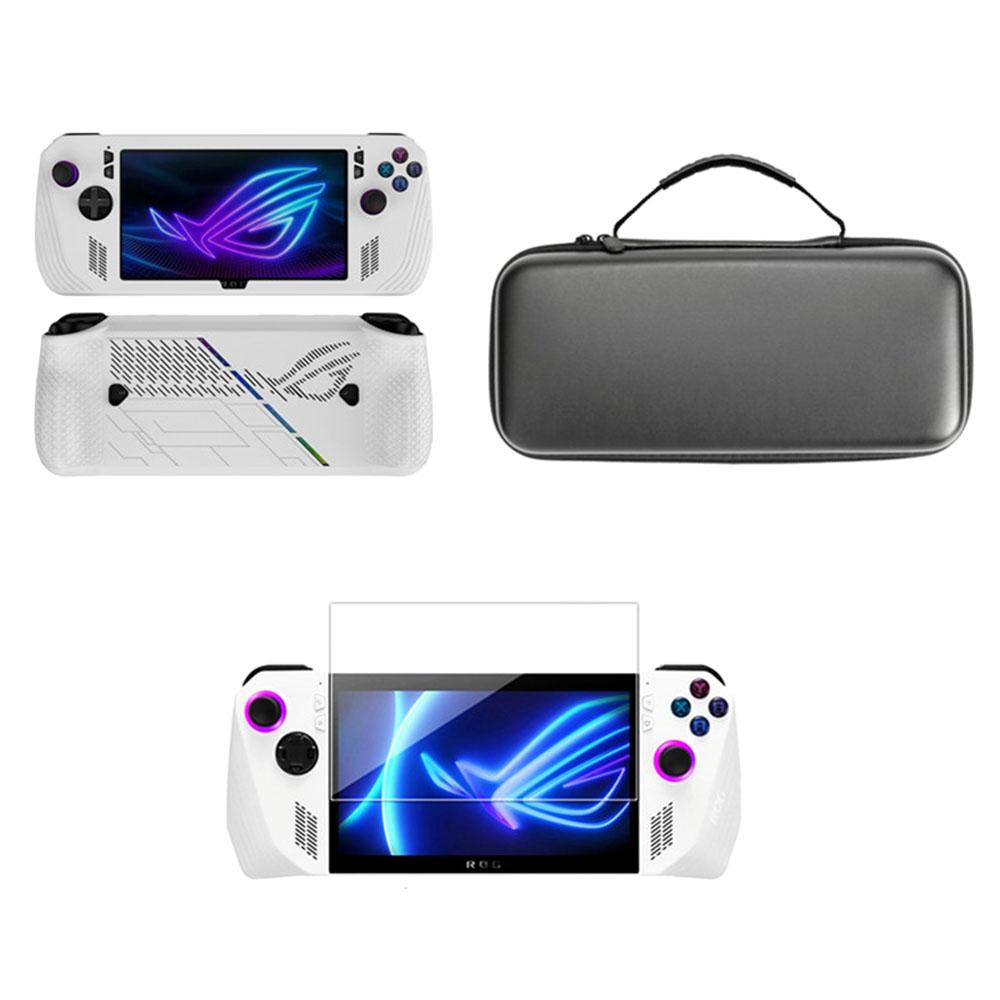 3-in-1 Kit für Asus ROG Ally X Silikonhülle Tragbare Reise-Trageabdeckung mit Displayschutz aus gehärtetem Glas