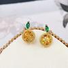 Simple Temperament Zircon Orange Fruit Earrings Fresh Lemon Orange Stud Earrings