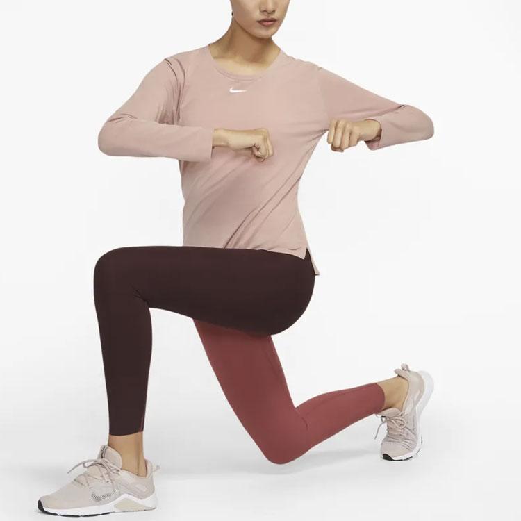 Nike Dri-FIT One Luxe Performance Pullover Crew Neck Long Sleeve T-Shirt Women Tops Rose Retro-Gray DD0621-609