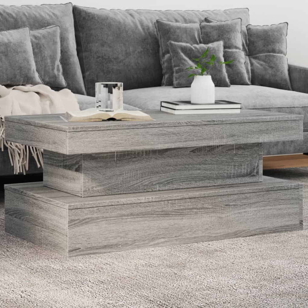 Coffee Table with LED Lighting, Grey Sonoma Oak, 90x50x40 Cm