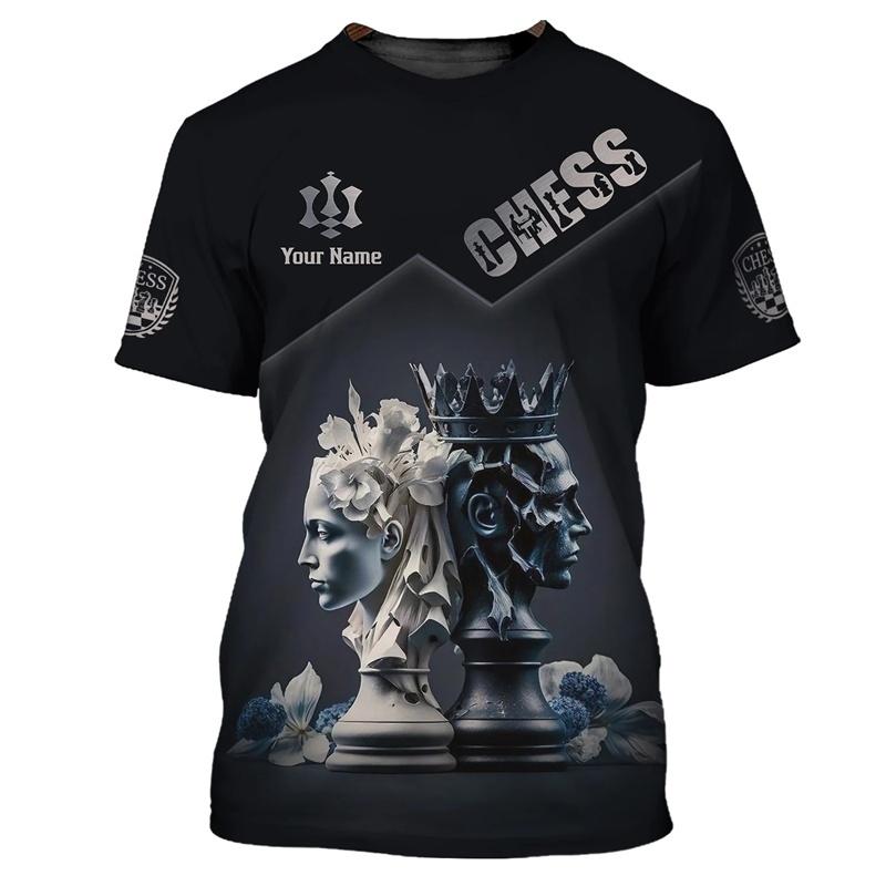 Cool Chess Pattern T Shirt For Men Customized 3D Printed T-Shirts Summer Fashion Round Neck Street Oversized Short Sleeve Tees