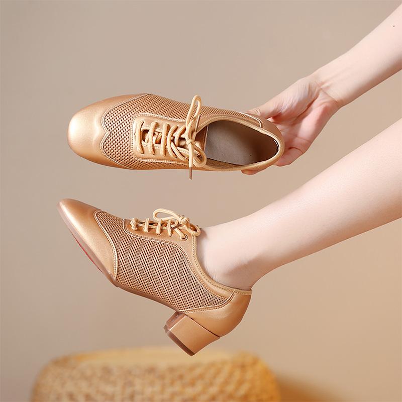 Scarpe da Danza Latina in Rete da Donna Scarpe da Insegnante Sneakers da Jazz Altezza Tacco 3,5 cm