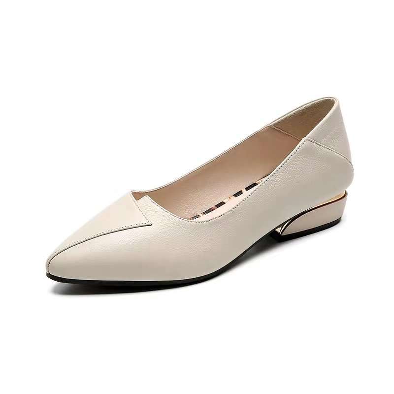 

Женские туфли на плоской подошве, новая кожаная обувь, женские неглубокие туфли-лодочки, средний каблук, рабочая обувь, обувь для мамы, для среднего возраста, большого размера, толстый каблук, туфли Doudou 41