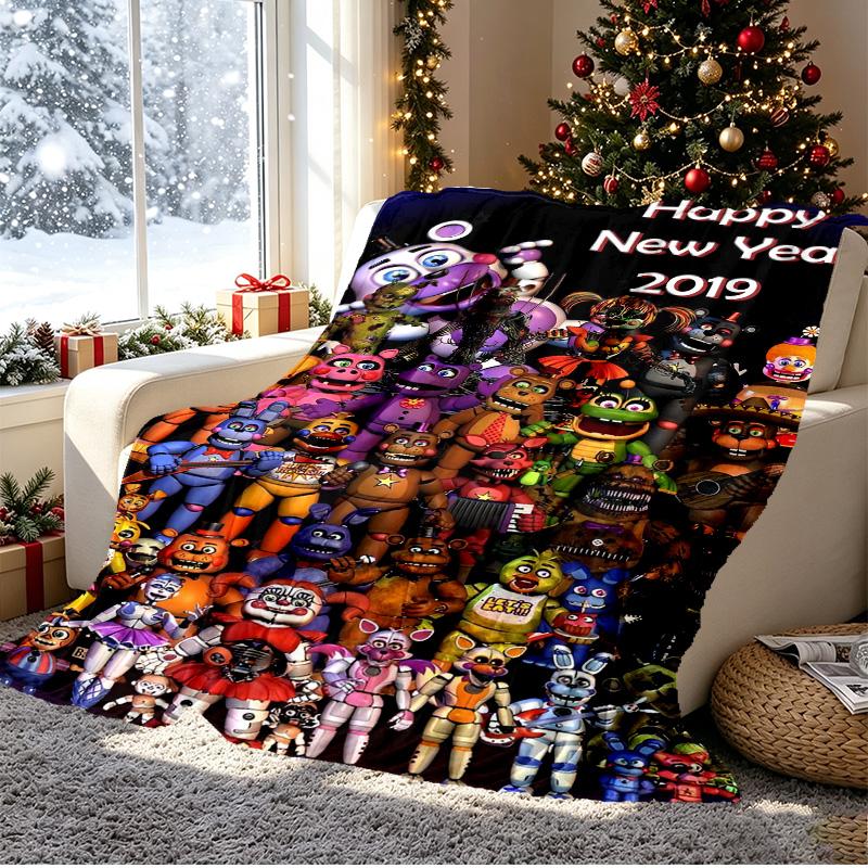 Five Nights At Freddy's Pattern Blanket for Home Decoration, Bed, Sofa, Car Travel, Camping, Suitable for All Seasons, Birthday Christmas Gift