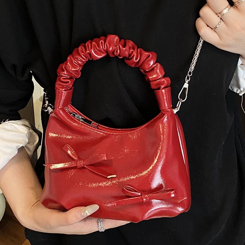 Summer Bow Underarm Bag Women's Leisure Commuter Niche Pleated Cloud Bag Dumpling Bag