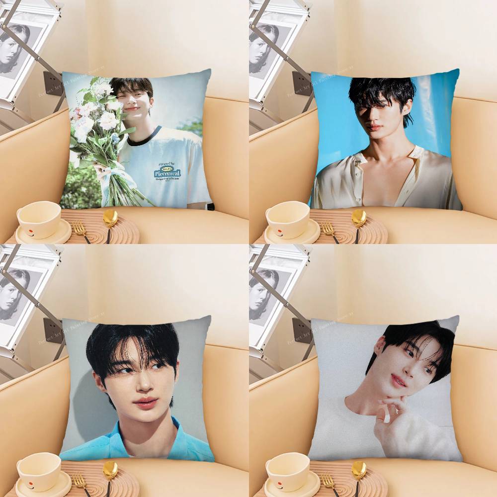 Housse de coussin Célébrité coréenne Byeon Wooseok Housse de coussin carrée tendance Décoration Ins Chambre à coucher Canapé Salon Loisirs
