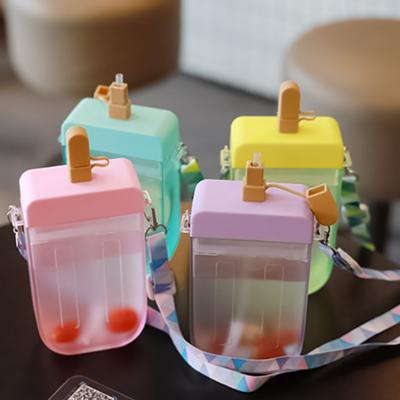Straw Cup Portable Healthy Sealing Transparent Drinking Water Bottle for Office
