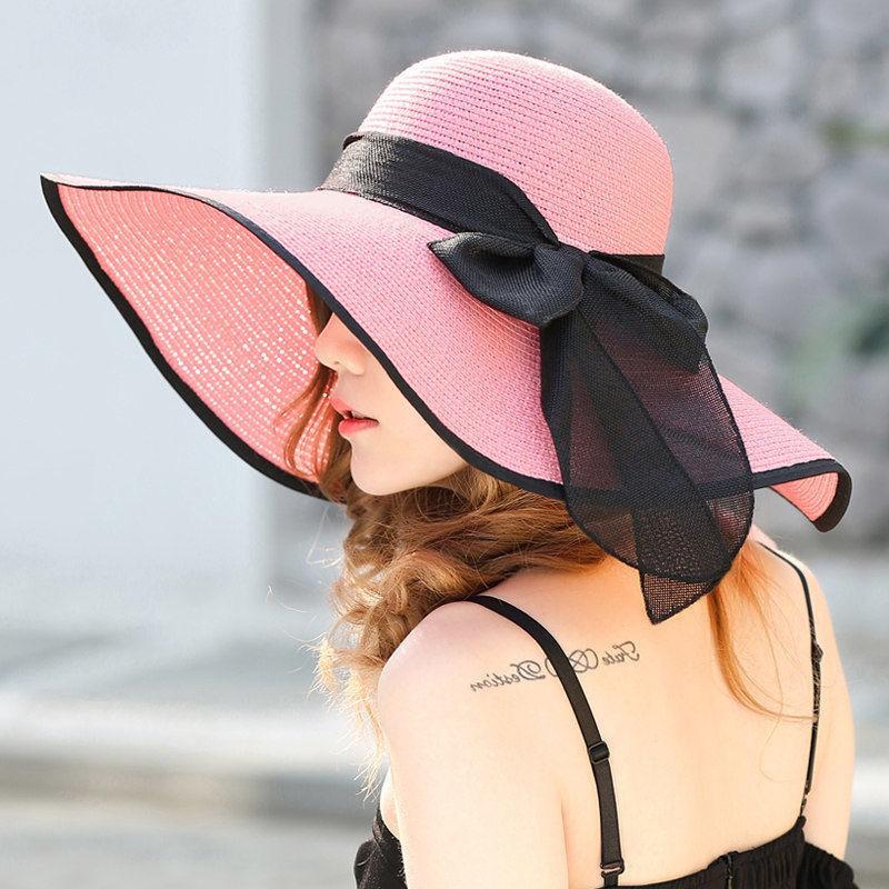 Beach Straw Hat Summer Seaside Extra Large Brim Sun Hat Sun Protection Holiday Hat Foldable Sun