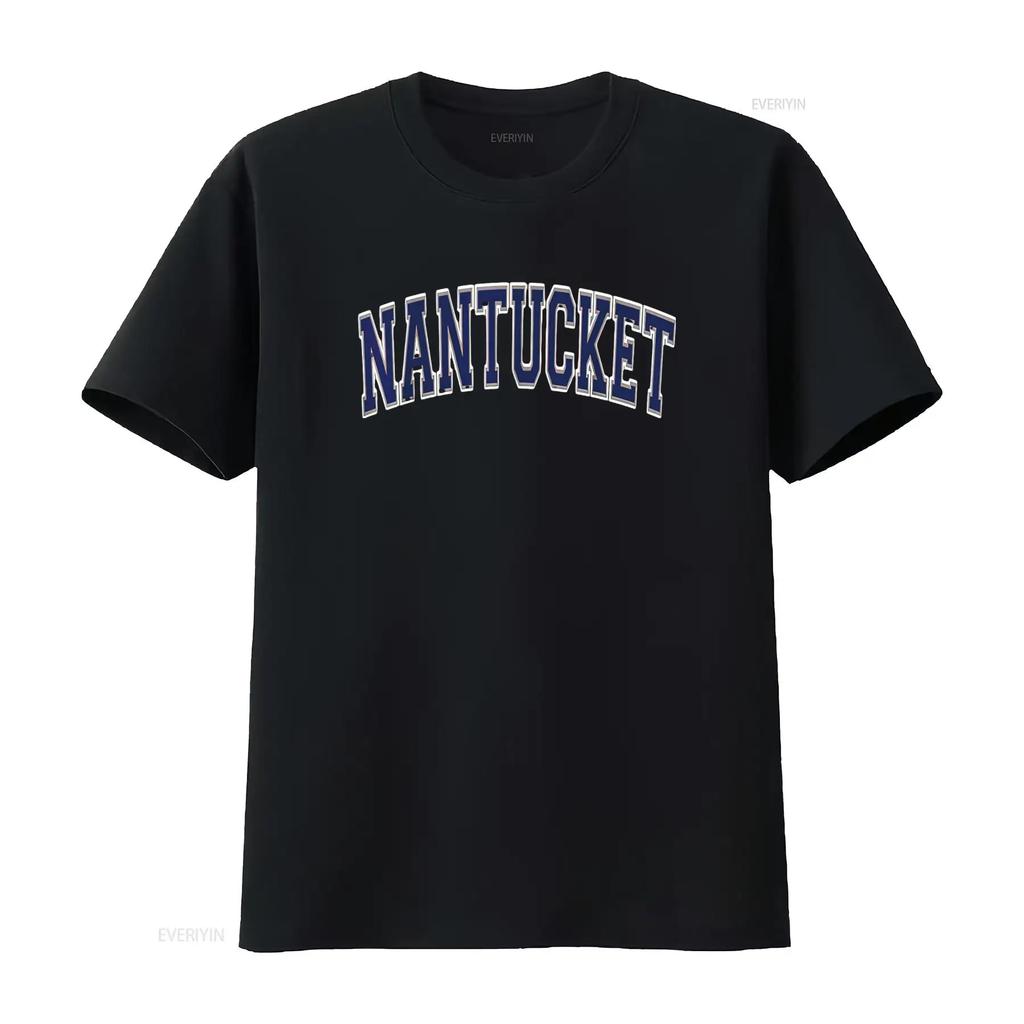 Mens Nantucket Arched Dark Blue Text T Shirt vintage Washed Breathable graphic Slightly Soft Top For Everyday Wear Casual