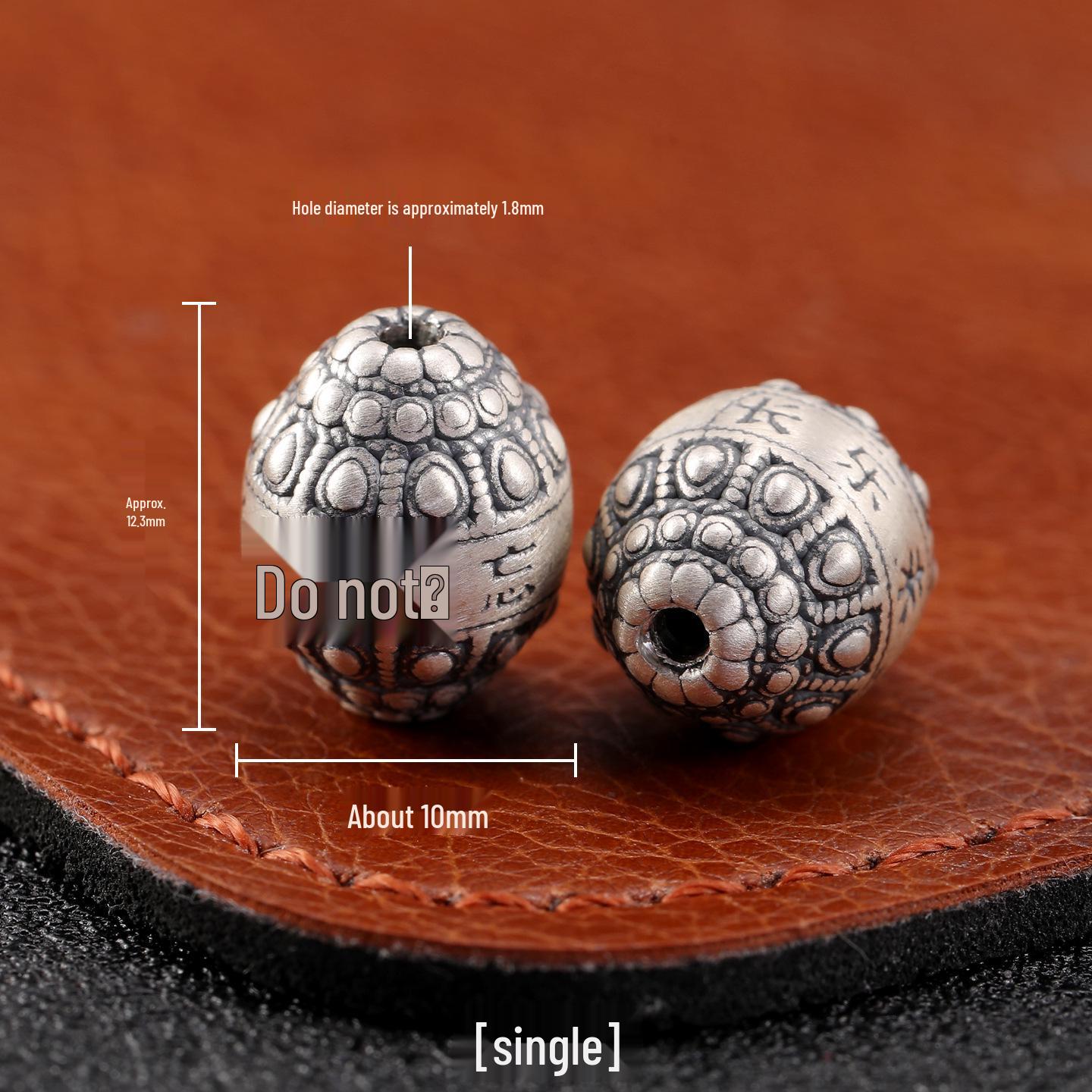 S999 Sterling Silver Antique Finish Jujube Bead Spacer for DIY Bracelet Accessories 999 Sterling Silver