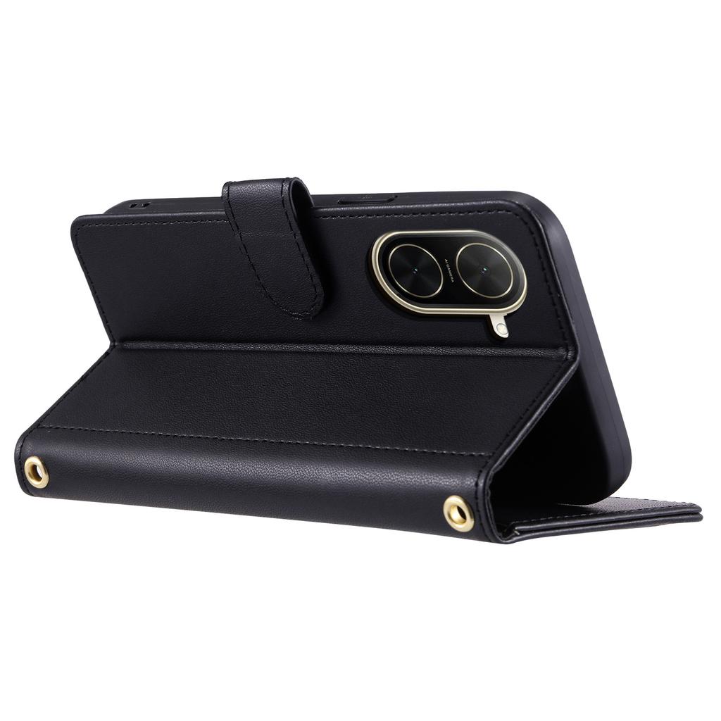 For Xiaomi Redmi A5 4G (171.7mm)/Poco C71 4G Case Wallet Rhombus Grid PU Leather Phone Cover with Shoulder Strap/Wrist Strap