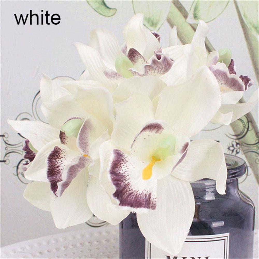 

7 головок Праздничные принадлежности Свадебный винтажный букет Поддельный цветок Искусственные цветы Шелковая орхидея белый
