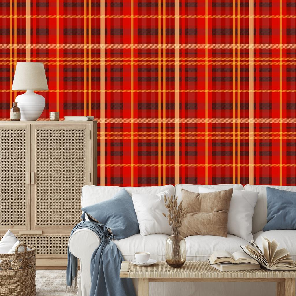 Red and peach checkered wallpaper 50x1000