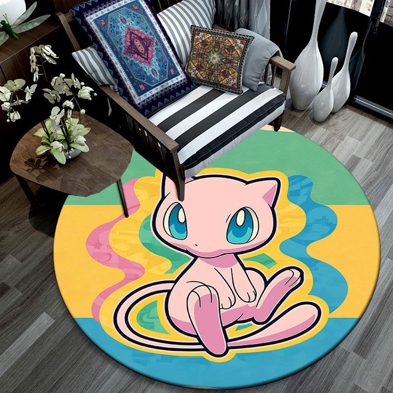 Mew,Round Area Rug,Carpet Rug for Living Room Bedroom Sofa Playroom Decor,Non-slip Floor Mat