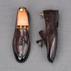 Fashion Fashion New Men's Tassels Leather Flats Shoes Male Black Brown Designer Comfortable Loafter Homecoming Wedding Dress Footwear