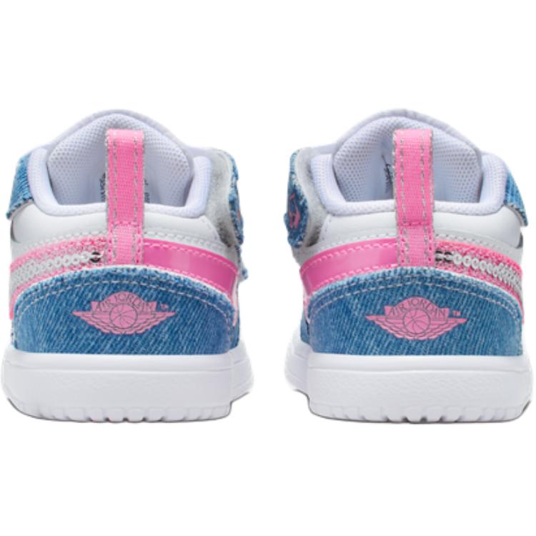 New Jordan 1 Low top Toddler Shoes White Blue Infant And Toddler HQ2002-400