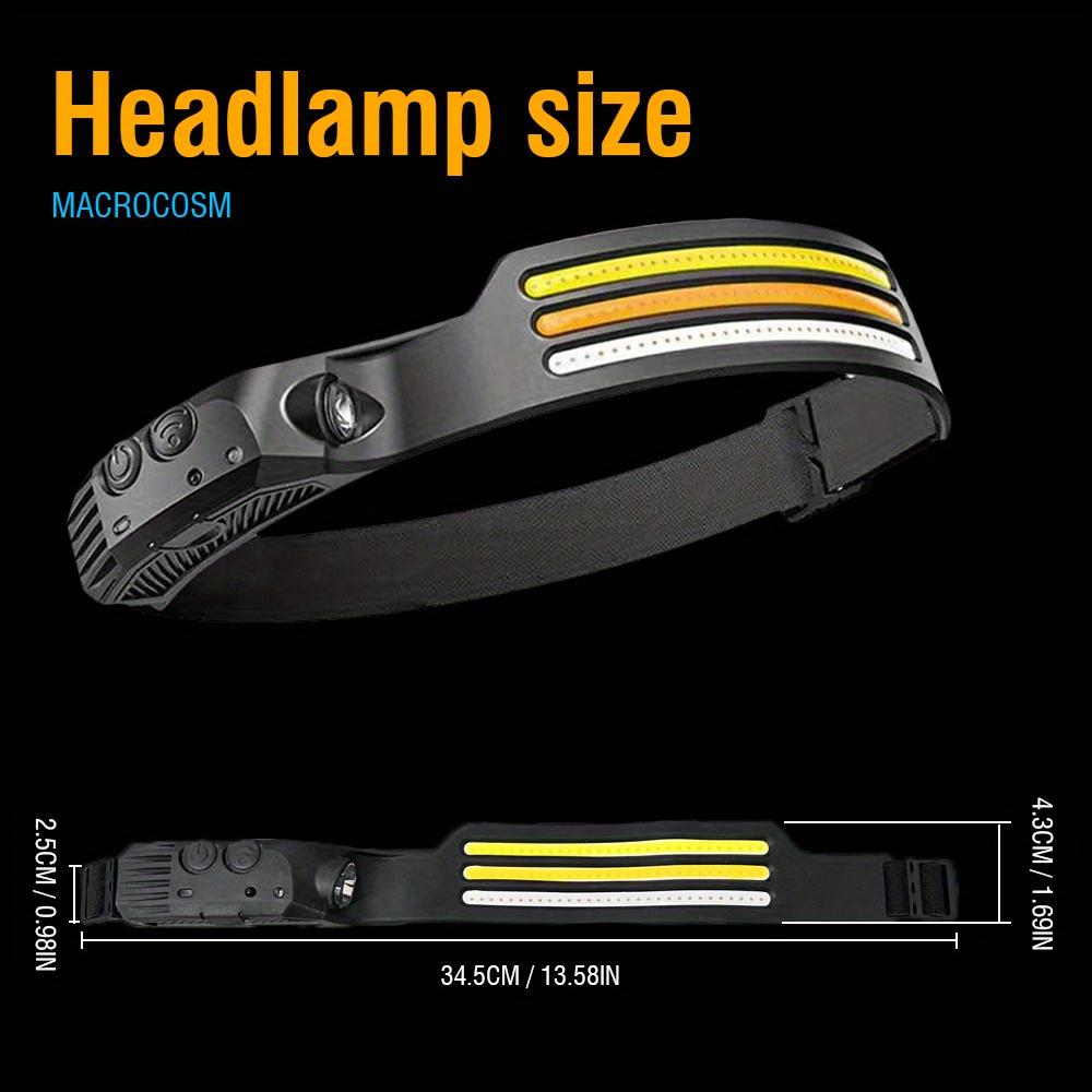 

COB LED Induction Headlamp - Built-in Battery, USB Rechargeable, for Camping, Fishing, Outdoor Use (Sensor Flashlight) чёрный